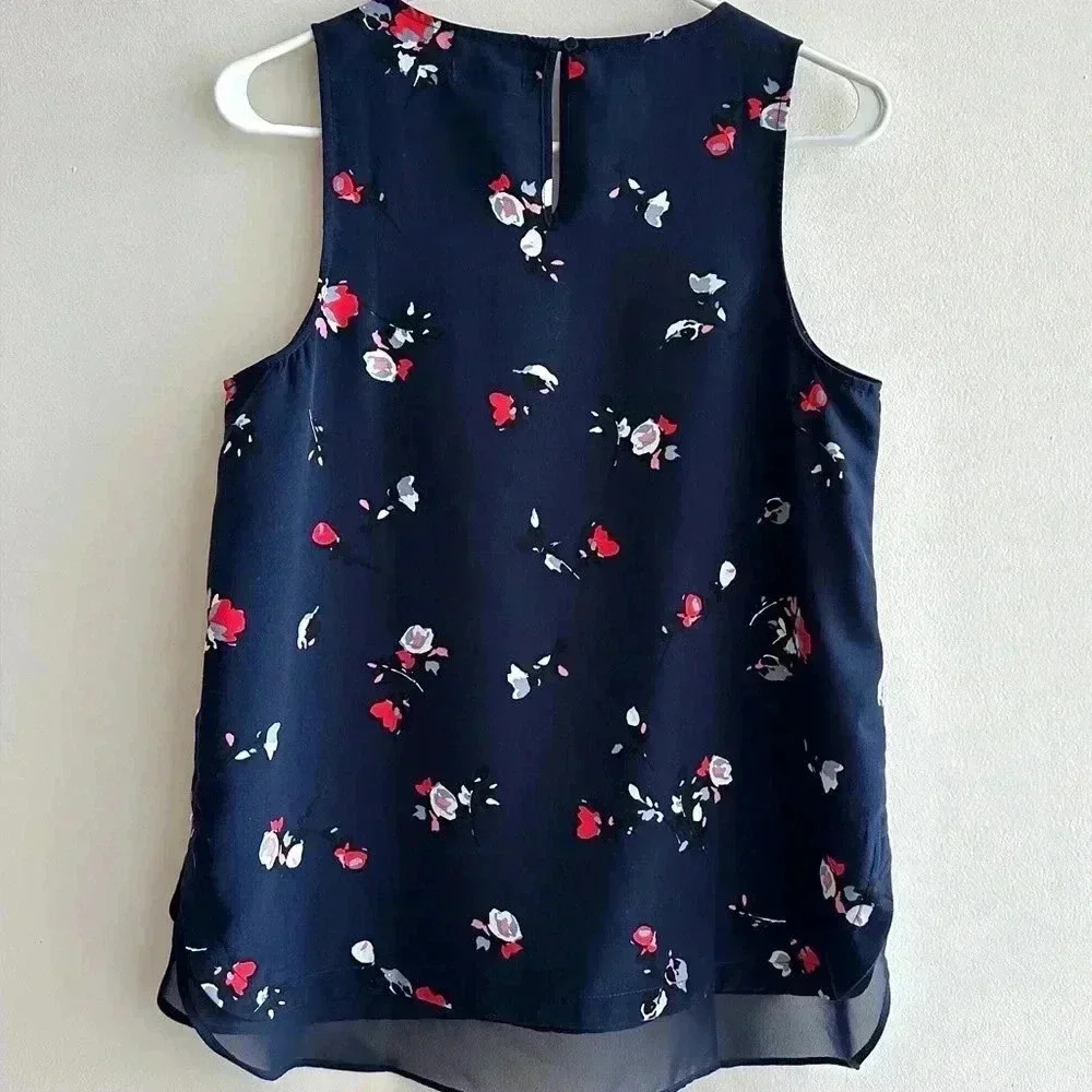 GAP Navy Blue Tank Top with Flowers, Square Tank Top, Layering Tank, Size Small - Picture 11 of 16